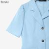 ZANZEA Women Short Sleeve Blouse and Pleated Skirts Casual Two Piece Sets