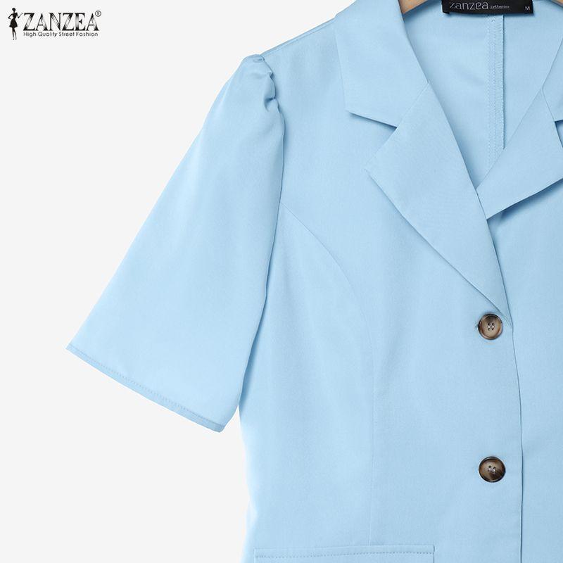 ZANZEA Women Short Sleeve Blouse and Pleated Skirts Casual Two Piece Sets
