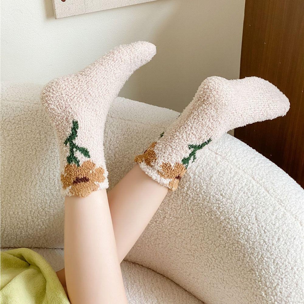 6Pairs Thickened Coral Fleece Socks Winter Warm Socks Women Floor Plush Socks  For Female Men