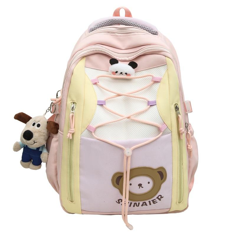 Contrast Color Backpack Junior High School Student Schoolbag Lightweight Large Capacity Backpack