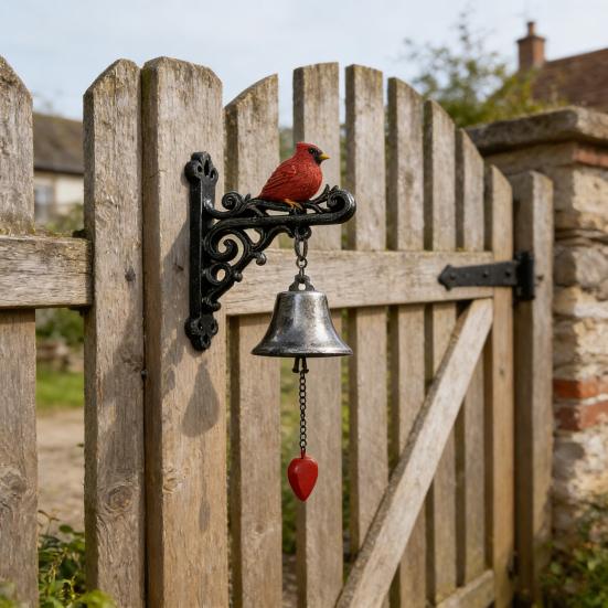 Vintage Red Weather-proof Dinner Hanging Bell Wall Mount Bird Welcome Doorbell Indoor Outdoor Garden Home Decorative