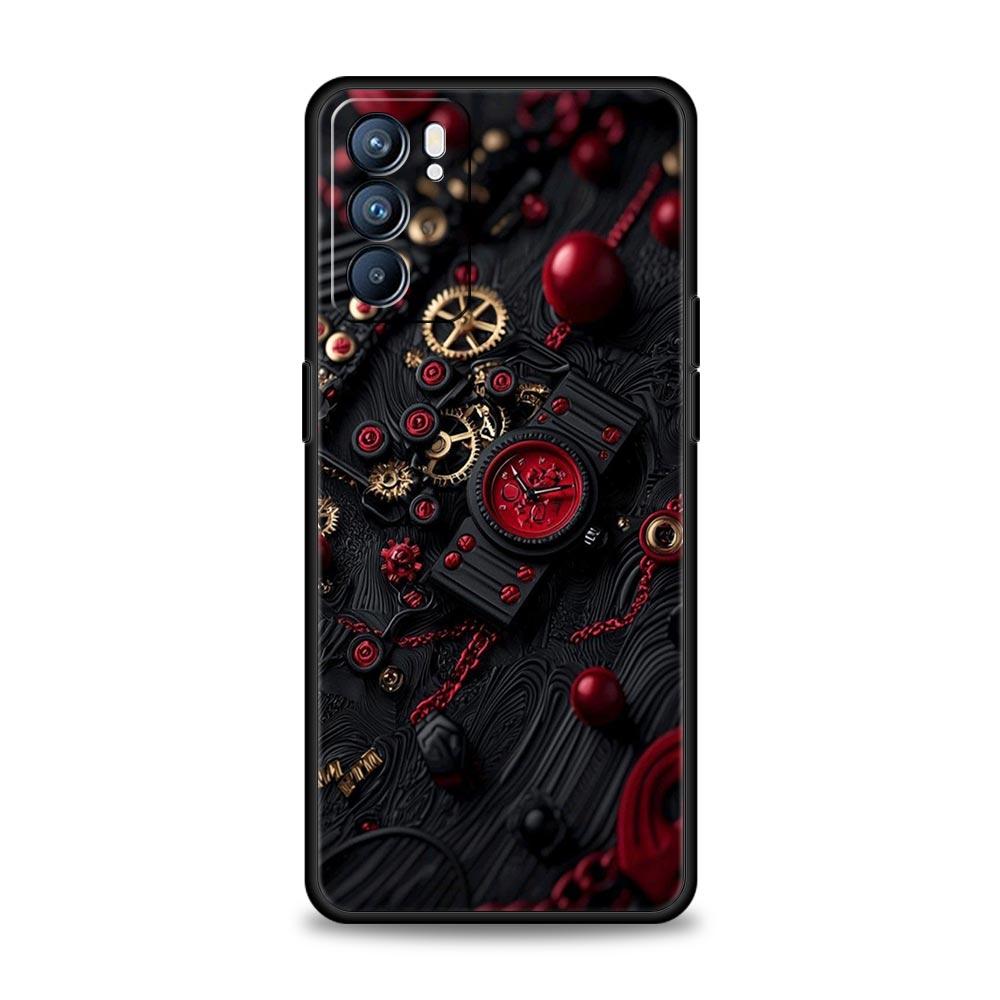 Mechanical Gear Pattern Phone Case For Oppo A17 A31 A54 A57 A78 A79 A98 Find X5 X6 Reno 6 7 8 10 11 12 13 F Pro Soft TPU Cover