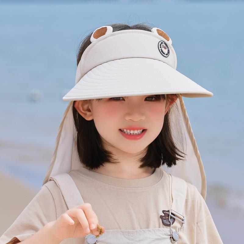 Children's Hats Summer Boys and Girls Outdoor Outing Shade Sun Protection Hat Cartoon Cute Big Brim Shawl Empty Top Hat