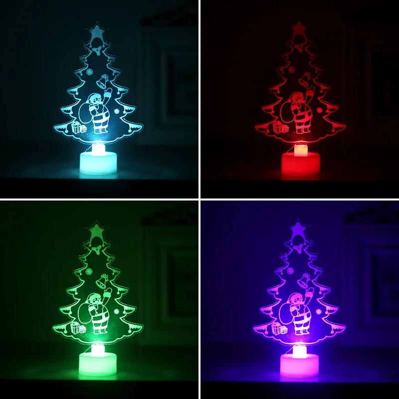 1 Stück Frohe Weihnachten LED Farbwechsel Mini Weihnachtsbaum Haus Tisch Party Dekor Anhänger Weihnachtsmann Dekorationen