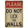 1pc Vintage "Please Don't Lick the Walls" Metal Wall Sign - 8x12 Inch Rustic Iron Decorative Plaque with Bold Red & Lettering