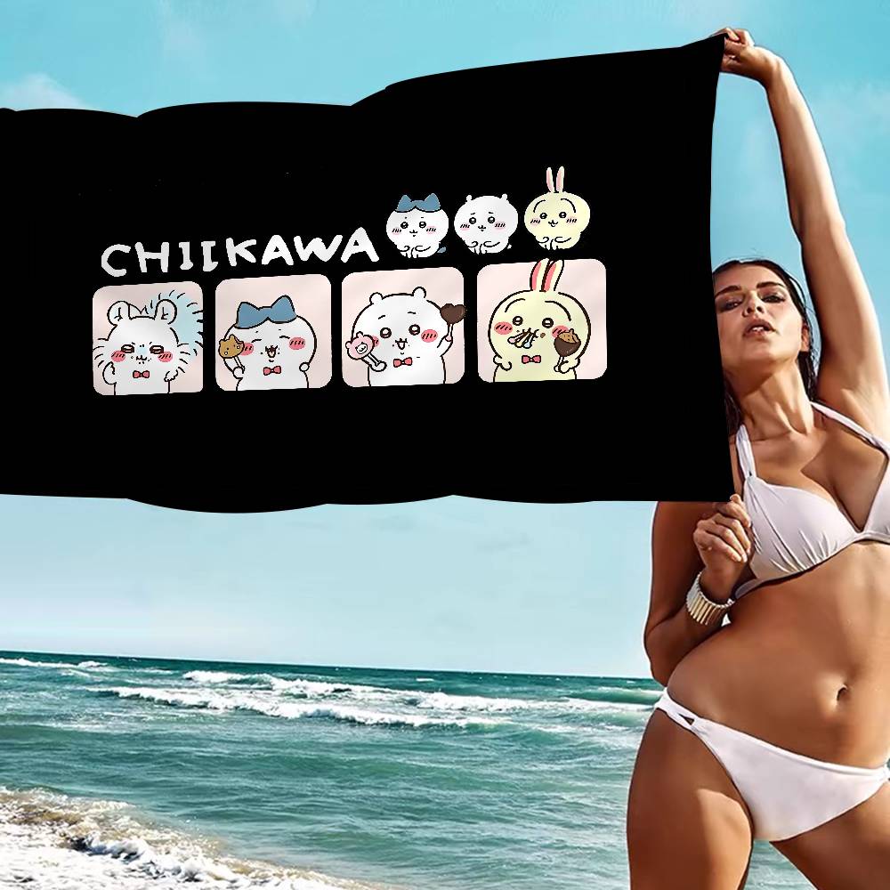 Cute Japanese C-Chiika-waE Usagi Microfiber Beach Towel Absorbent Quick Dry Soft Yoga Swimming Resort Mountain Climbing Towel