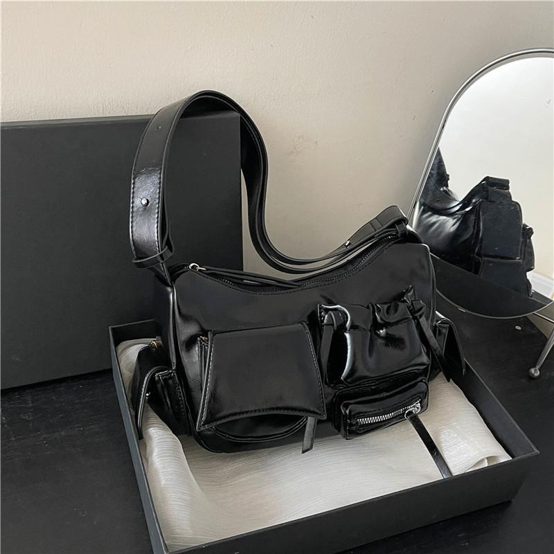 

Повседневная сумка через плечо в стиле мотоцикла, модная и ретро-сумка из масляно-вощеной кожи, женская сумка чёрный