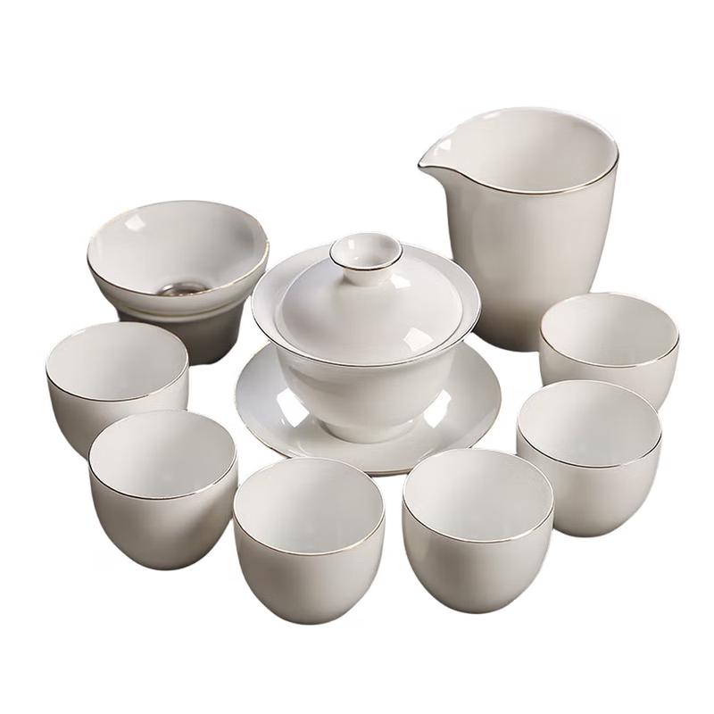 Yunyan Dehua White Porcelain Gold-painted Tea Set