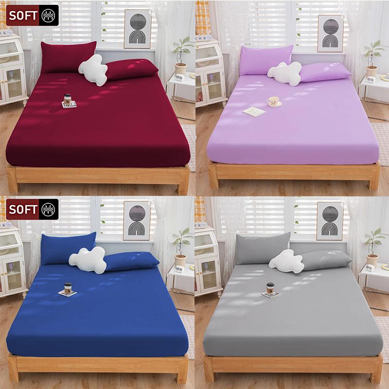 High Quality Solid Color Brushed Bed Sheet, Breathable Bed Cover, Skin Friendly Bedding, Fitted Sheet, No Pillowcases, Simmons Protective Cover