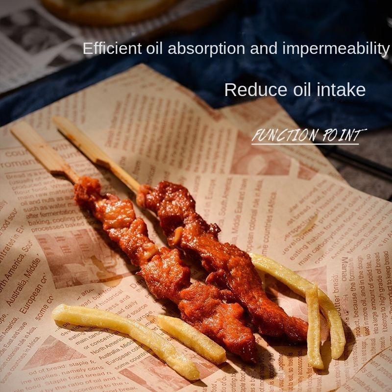 20/50/100Pcs Oil Blotting Paper Chicken Rolls Silicone Oil Baking Pad Paper Household English Newspaper Oil Papers Baking Supplies