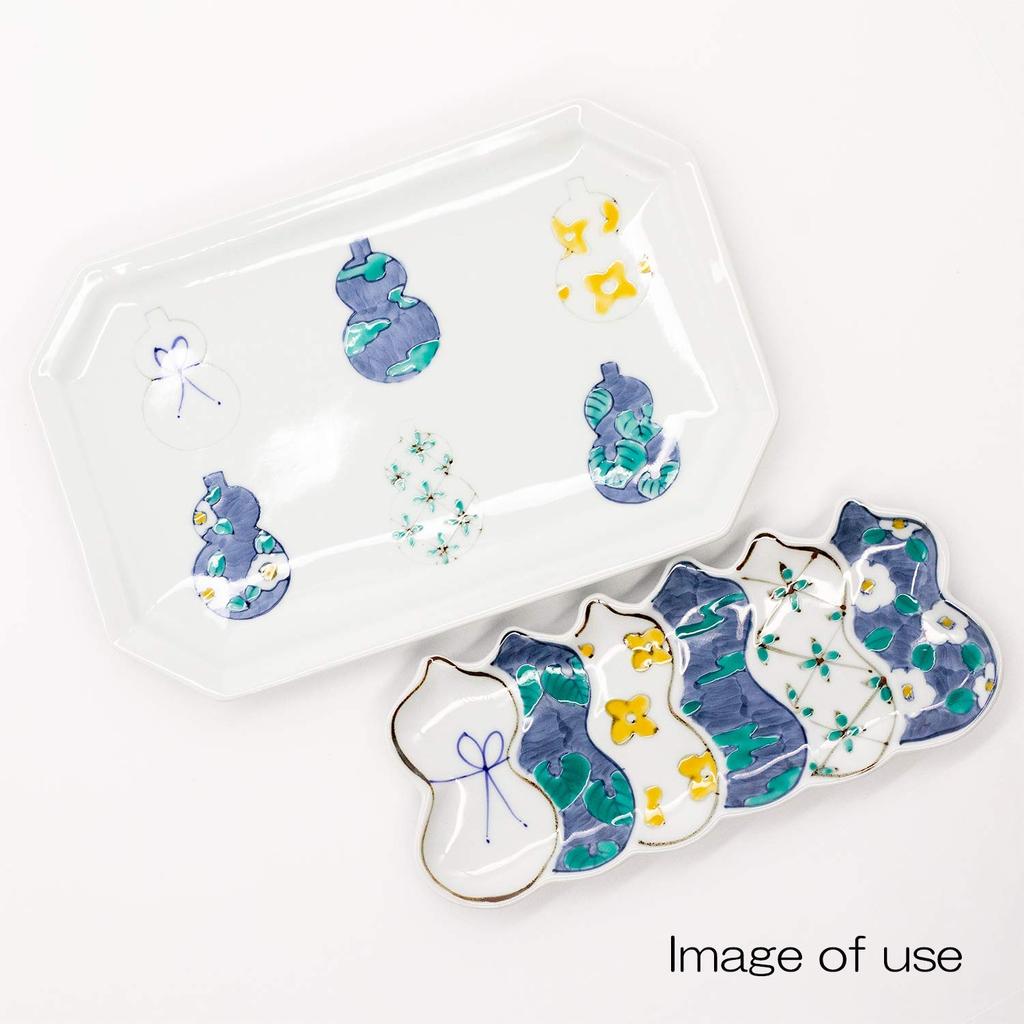 Imari Tokushichi long pottery 24 x 15 made in Japan 478441 ware, kiln, plate, plate, approx. cm, gourd, blue,