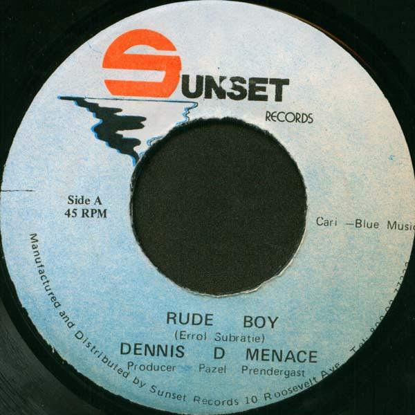 

7-дюймовая пластинка DENNIS THE MENACE Rude Boy NONE Sunset Records Ямайка Регги Ска Даб Б/у