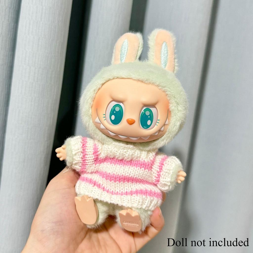 Doplňky pro panenky Pro Labubu V1 V2 Idol Roztomilé Oblečení pro panenky Módní Svetrový Outfit Doplňky Sedící Párty Růžový Bílý Pruhovaný Svetr Hrnkový Oděv