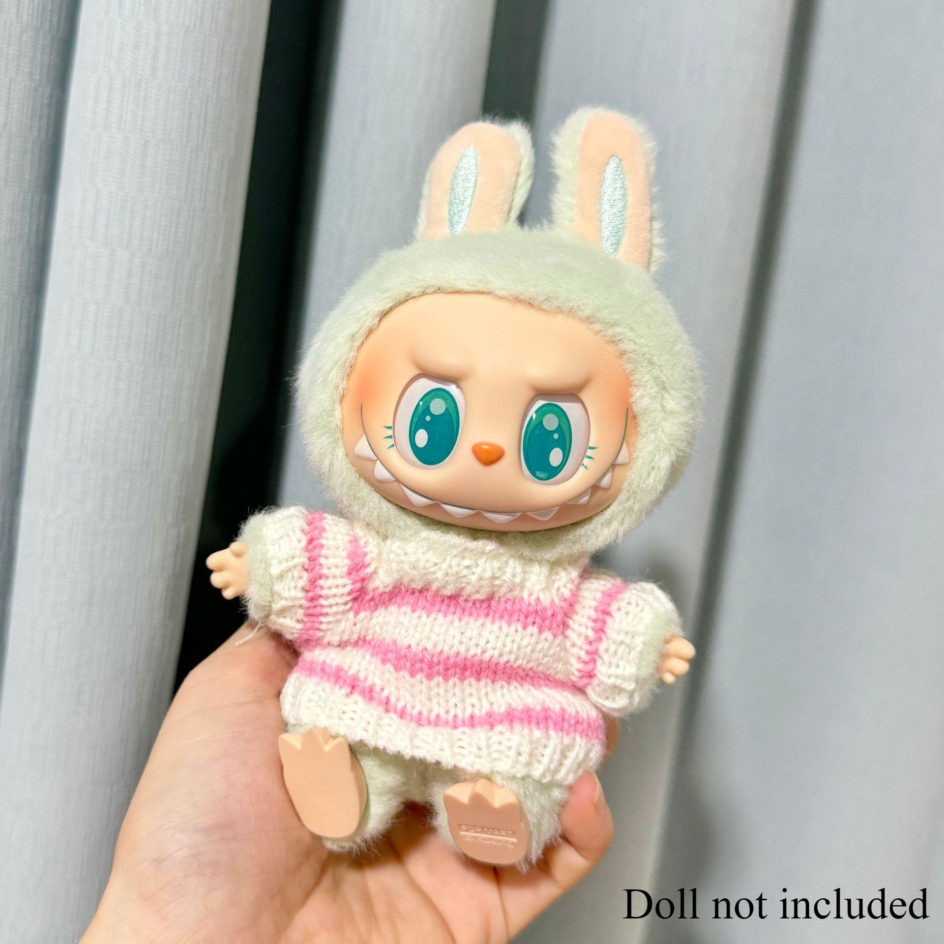 

Аксесуари для ляльок Labubu V1 V2 Idol милі ляльки одяг модний светр спорядження аксесуари сидить вечірка рожевий білий смугастий светр чашка одяг