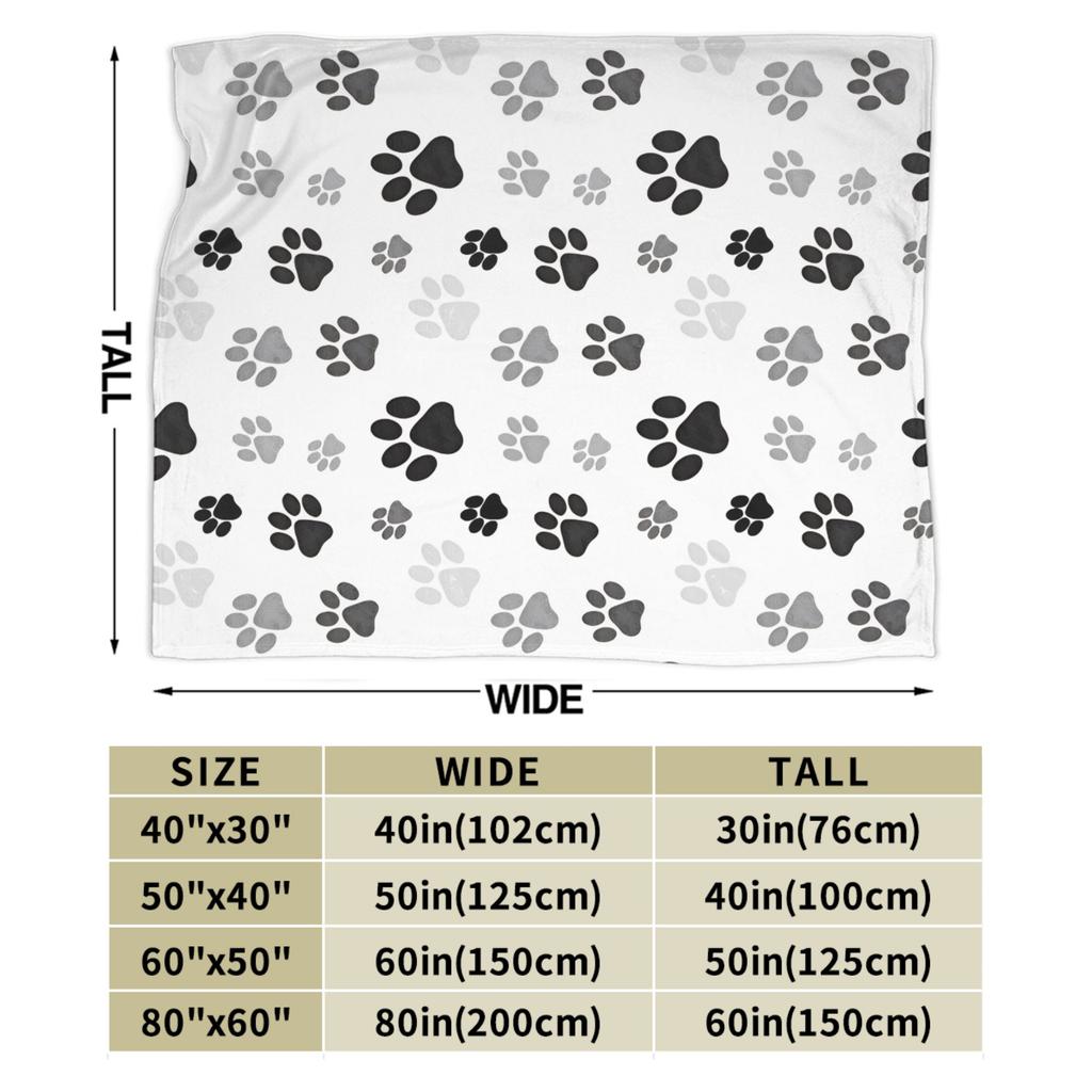 Dog Paw Print and Bone Blanket Quality Soft Throw Blanket Winter Girls Boys Home Decor Pattern Bedspread