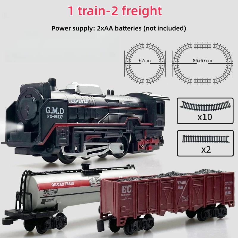 Electric Train Set with Lights Locomotive Train Model with Passenger Coach/Cargo Car & Tracks Birthday Christmas Gifts for Kids