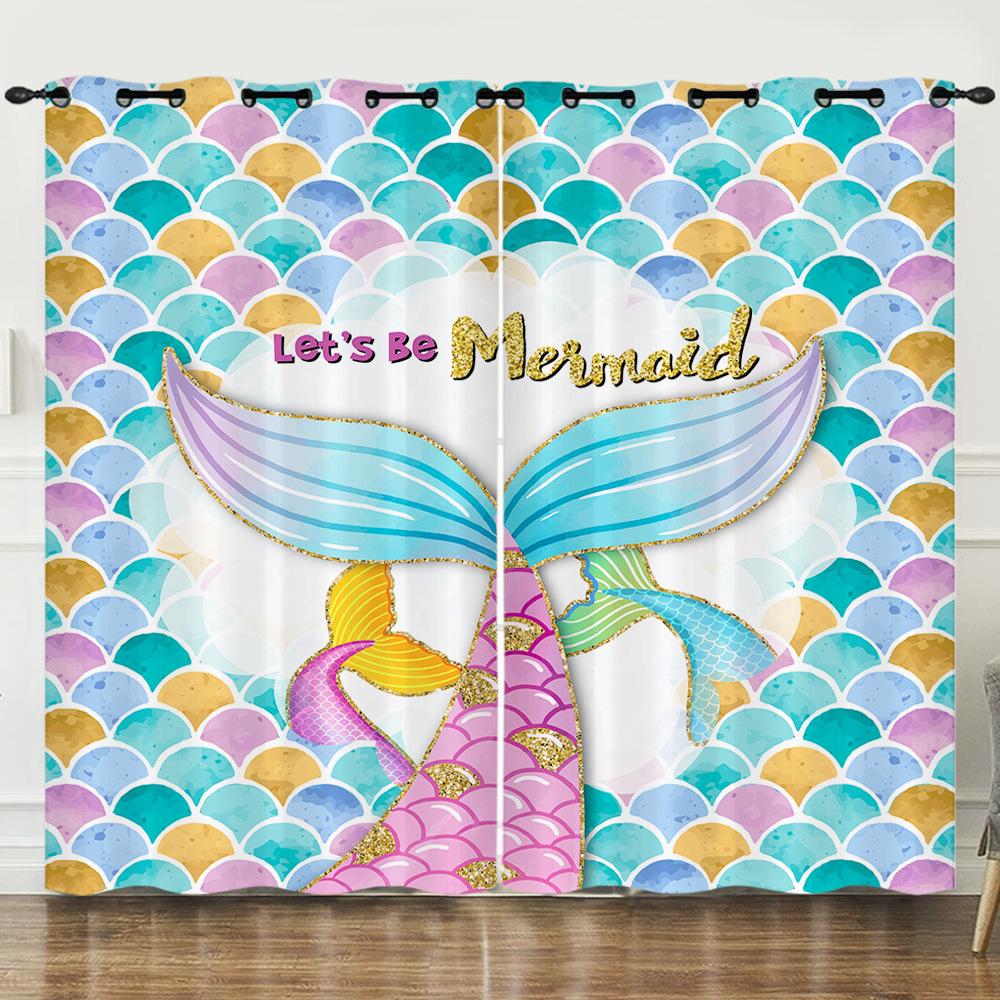 

Шторы Морская звезда Радуга Русалка Штора Блэкаут Штора Спальня Без Пробивания 97cm*114cm*2