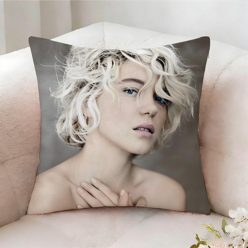 LLea Seydoux Actor Pillow Case Pillowcase Doublesided Printed Sofa Cushion Bedroom Headboard Pillow