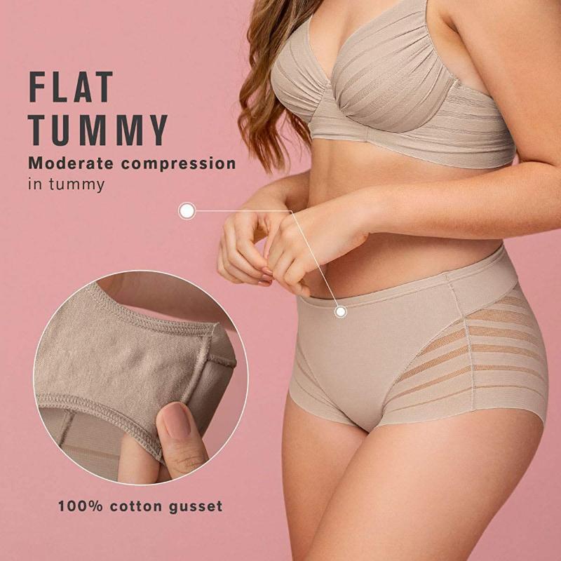 Nahtlose Hohlstreifen-Kontroll-Slips für Damen mit hoher Taille, Eisseide, Po-Lifter-Höschen, Plus-Size-Shapewear
