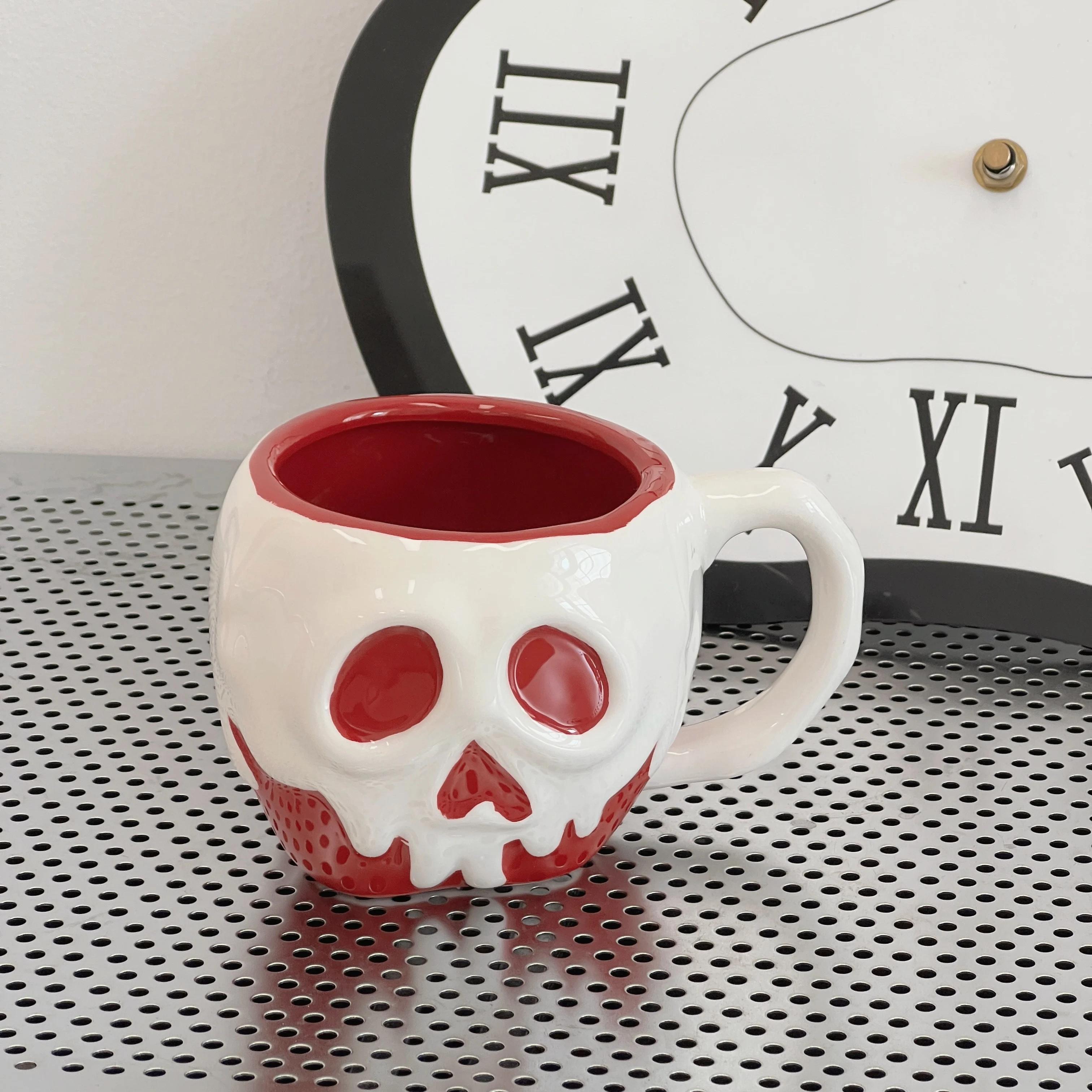 

Red Skull Mug Ceramic Cup Anime Cartoon New Fruit Water Cup Large Capacity Creative High Beauty Halloween Gift 300ml червоний
