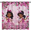 2 Panel Princess Crown Pink Curtain for Girls Bedroom Powder Room Window Grommet Top Cortinas Glowing Print Cortinas Blinds