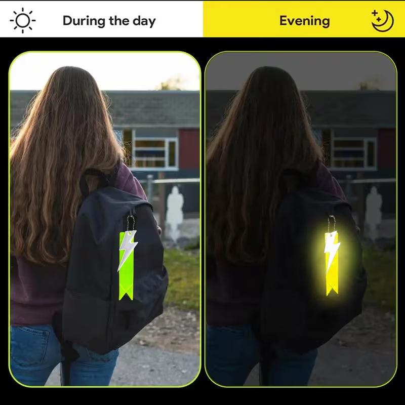 5Pcs Safety Reflective Strip And Keychain Set Unisex Outdoor Night Running And Cycling Handheld Nighttime Reflective Pendant