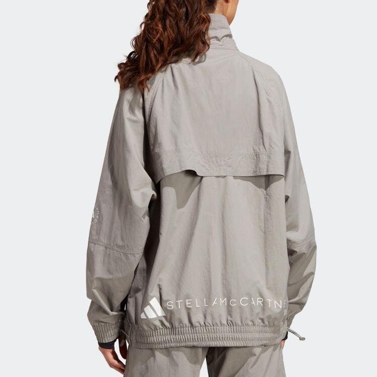 adidas X Stella McCartney Collaborative Einfarbige Strick-Trainingsjacke mit Reißverschluss Damen Jacken Taubengrau HR9178