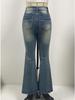 2025 Europäische Amerikanische Retro High Waist Slim Fit Schlagjeans für Damen