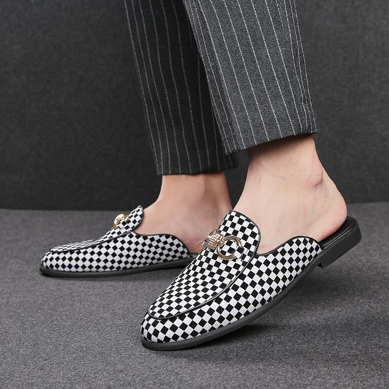 Luxury Brand Designer Summer Men Casual Breathable Leather Business Slippers Male Half Shoes Comfortable Mules Moccasin Loafers