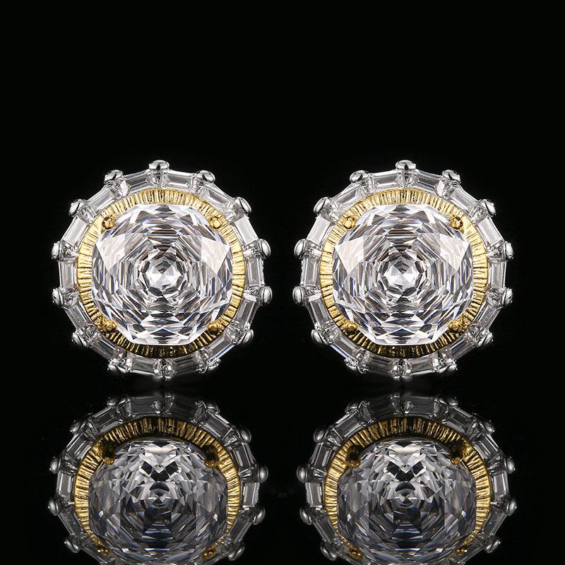 

Jewelry Copper Bottom Gold-Plated Simulation Millennium White Diamond Round Set Main Stone 14-10Mm