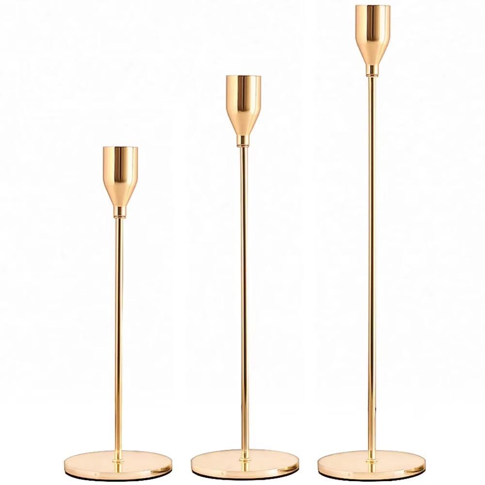 3Pcs Rust-proof Luxury Candlestick High Footed Candle Containers  Christmas Decoration