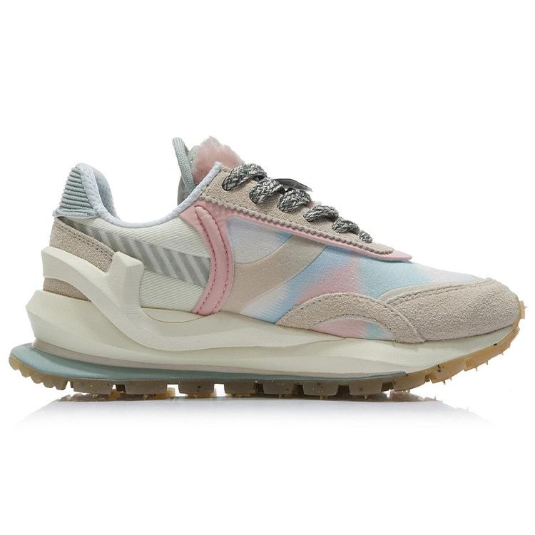 Li Ning Fangyuan Eternal Running Shoes Women's Low Top Vanilla White/Tapioca Apricot/Water Gray Green AGCR058-7