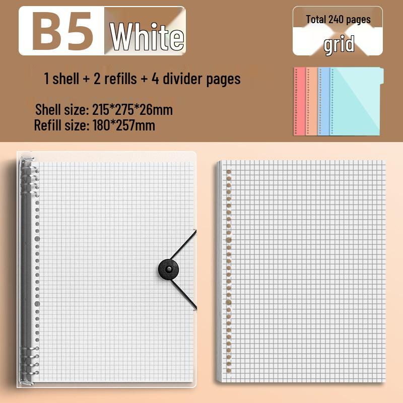Comfortable B5 Loose-Leaf Notebook: Lined, Removable Binder, Simple Ins Style, Aesthetic Design, Ideal for Exams and High School Students.