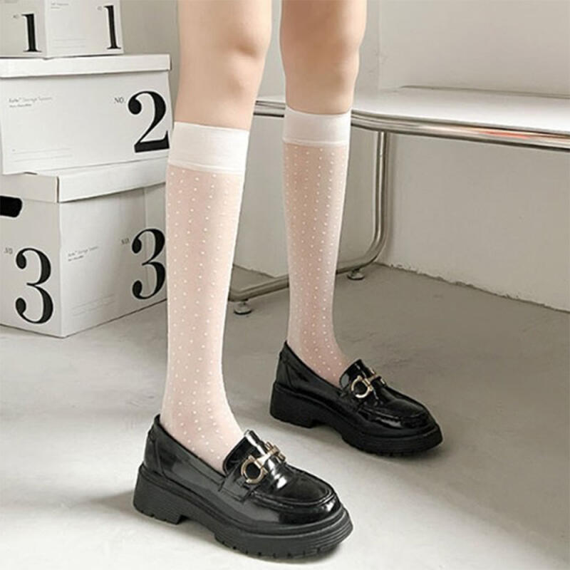 Women s see-through socks, half-stockings, and dot socks A29331_White Dot