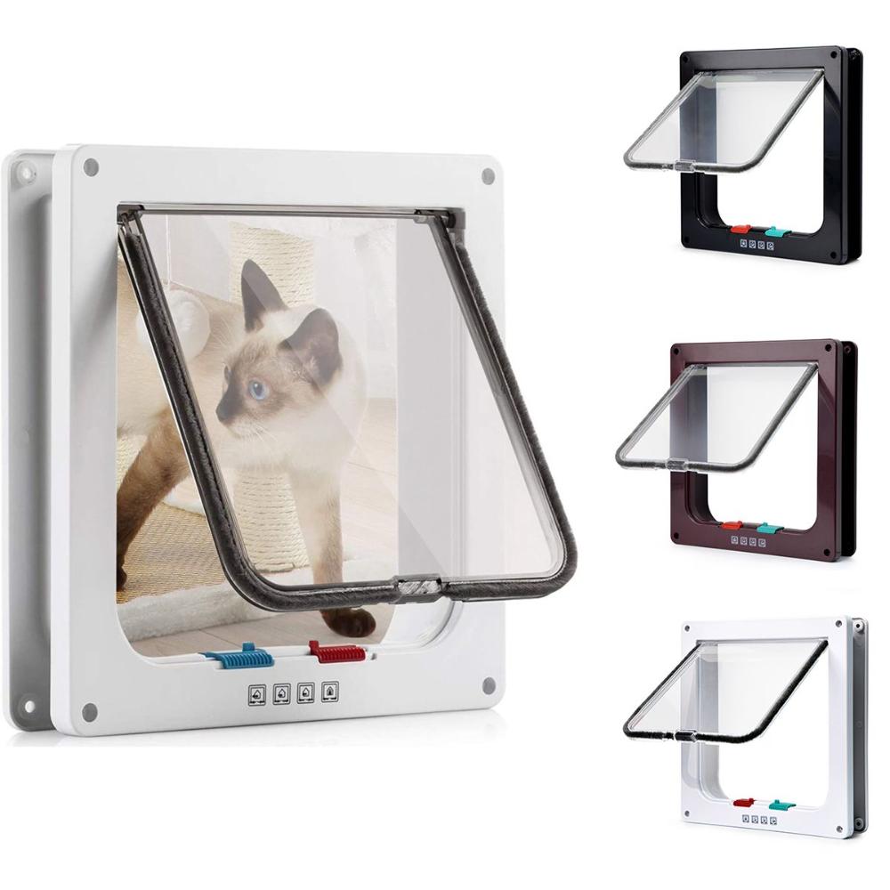 

ABS Material With Security Lock for Small Dogs,Cats Cat Door Dog Gates Flap Door Pet Supplies S чорний