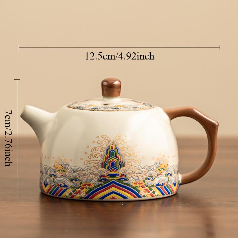 

200ml Mihuang Ru Kiln Teapot Household Ceramic Large Capacity Tea Maker Chinese Underglaze Colored Teapot Drinking Utensils