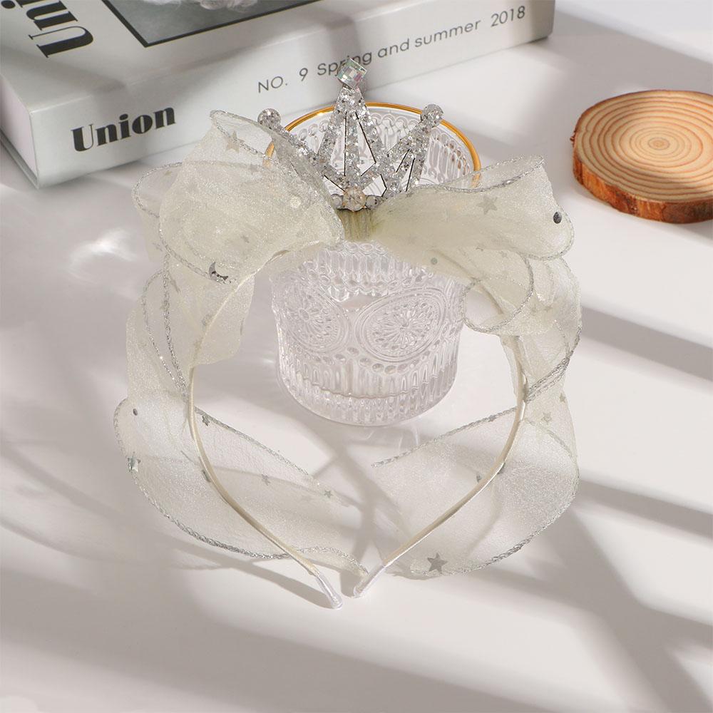 Lovely Shining  Bow Children Head Hoop Mesh Yarn Bow Headband Crown