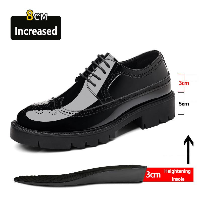 Nové Pánské Společenské Boty Zvýšení Boty Pravá Kůže Zvýšení Obchodní Zvýšení Boty Lesklý Svršek Pro Muže 8cm 10cm Zvyšující Boty