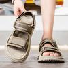 Klassische Ballerinas Herren Sandalen Leder Outdoor Rutschfest Bequem Weiche Sohle Handgefertigt Sommer Zuhause Atmungsaktiv Herren Strand-Sandalen