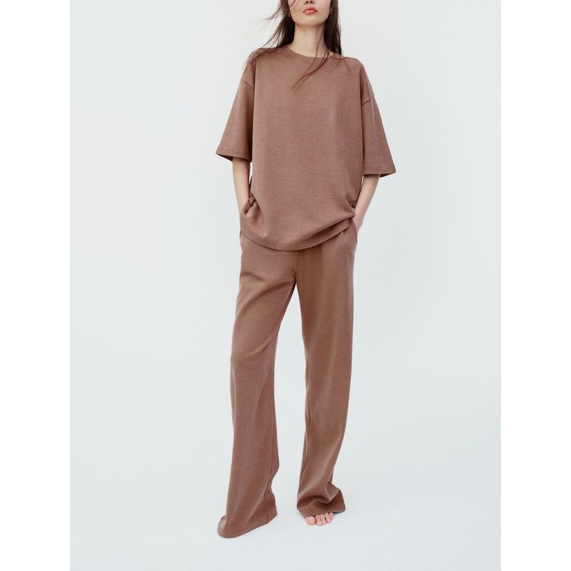 Spring and Summer New Loose Slim Looking Washed Double-Sided Cloth T-shirt 4174160 Casual Wide-Leg Pants 4174161