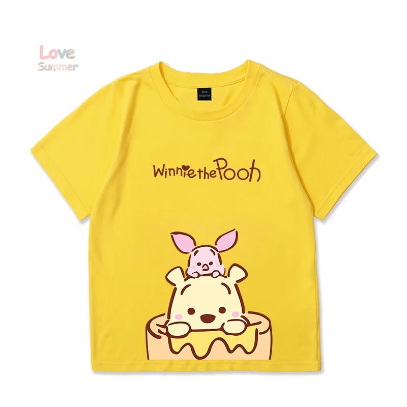 Kids T-Shirts Fashion Winnie Pooh Girls Boys Toddler Tee Casual Children Clothes Top Summer Bear Pattern Cool Funny Printed Short Sleeves