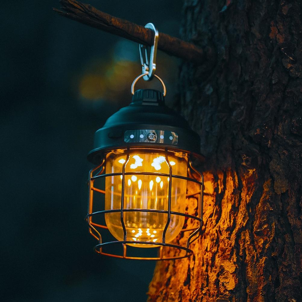 Outdoor Hanging Camping Lanterns Rechargeable Tent Light Vintage Lantern Portable Lamp for Yard Patio Garden Party
