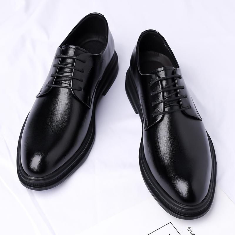 Men's Classic Loafers with Platform Heightening Feature. Business Formal Leather Shoes for Formal Occasions. Conference Shoes.