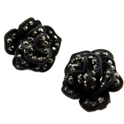 [P4608] - Designer Clips 'Rosa Romantica' Gray Black (flower) - 22 Mm