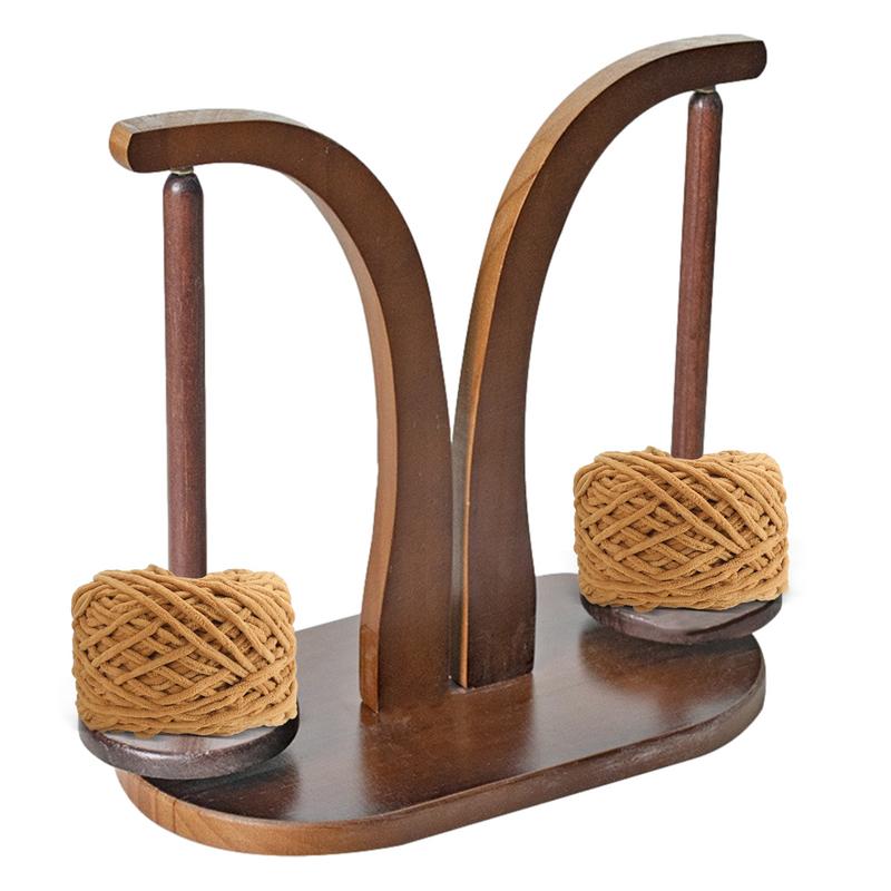 Hot Magnetic Double Yarn Holder Spinner Rotating Pendulum Knitting Stand Wooden Crochet Yarn Spindle Sewing Tool
