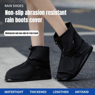 1 Paar High-Top Wasserdichte Überschuhe Schwarz Rutschfest Wiederverwendbar für Motorrad Radfahren Fahrrad Herren Damen Überschuhe PVC Schutz