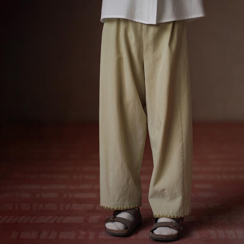 Hacikis Girls Green Embroidered Cooling Tencel Casual Pants 150