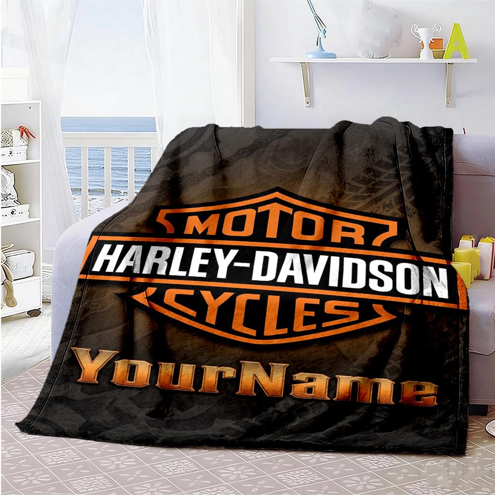 Harley-davidson Motorcycles Customize Text Blanket Lightweight Personalized Blanket Soft Warm Cozy Perfect for Office Chair Bedding Couch Chair