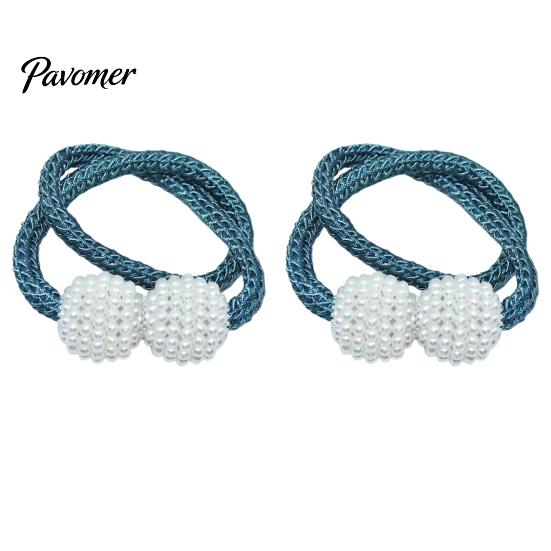 Elegant Curtain Holdbacks 1 Pair Faux Pearl Tiebacks, Beaded Holdbacks, No Hole Accessories Woven Rope Decorative Drapery Holders for Living
