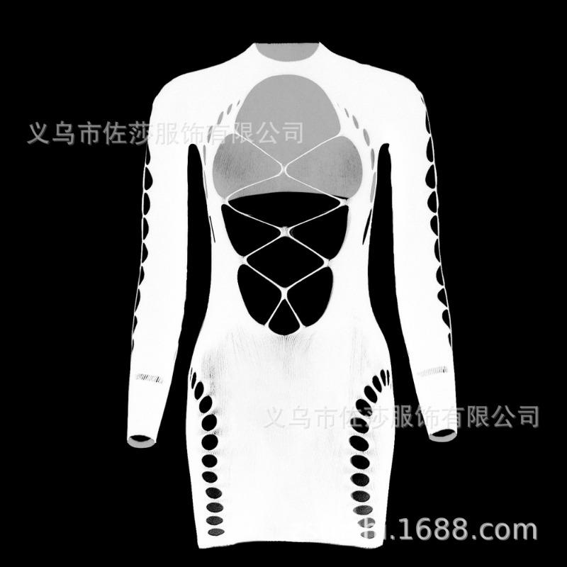 Sex net clothes, sexy fishing net onesies, pajamas, hip skirts, long sleeves, backless tights.